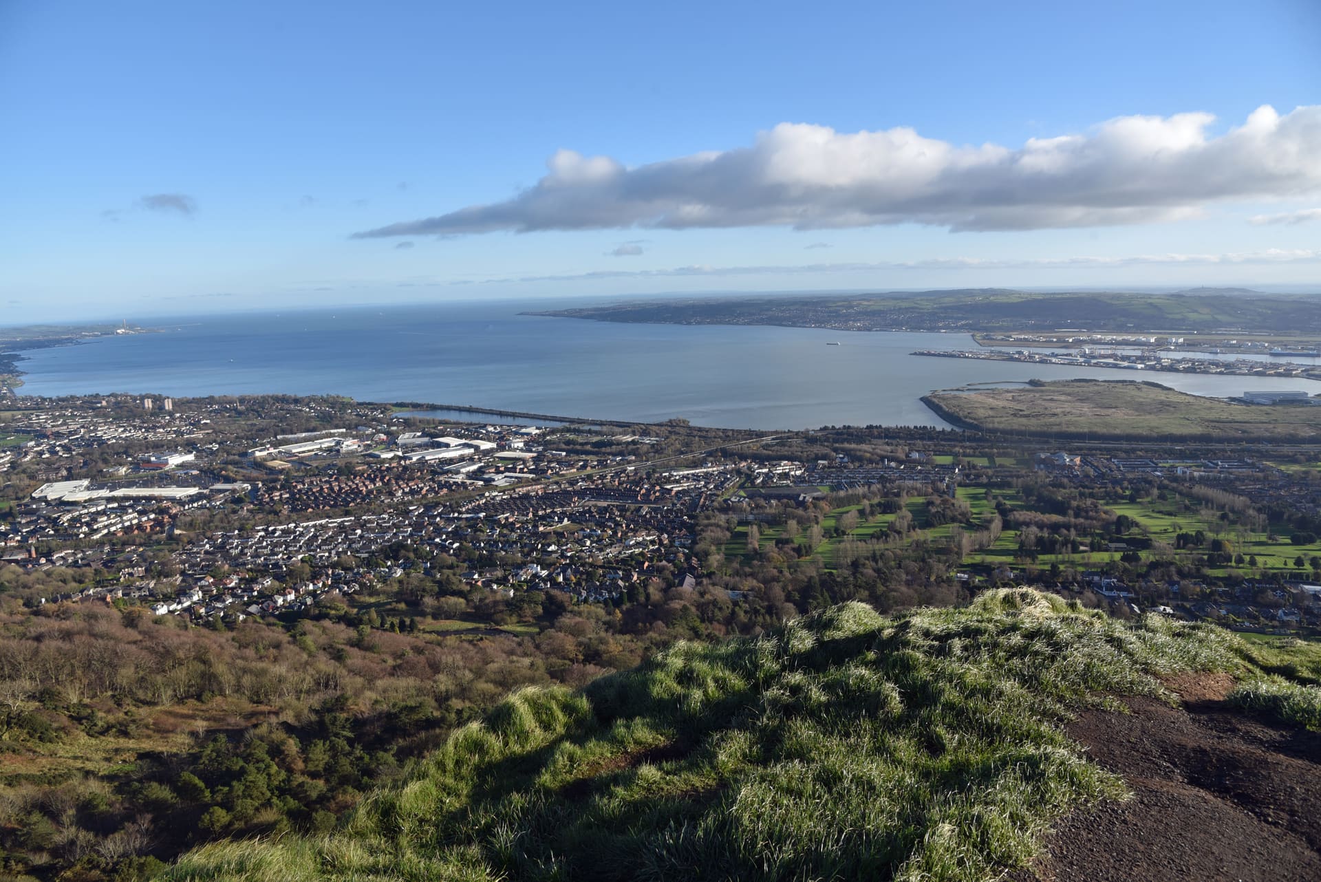 Belfast Lough from Cave Hill, looking towards the Newtownabbey shoreline