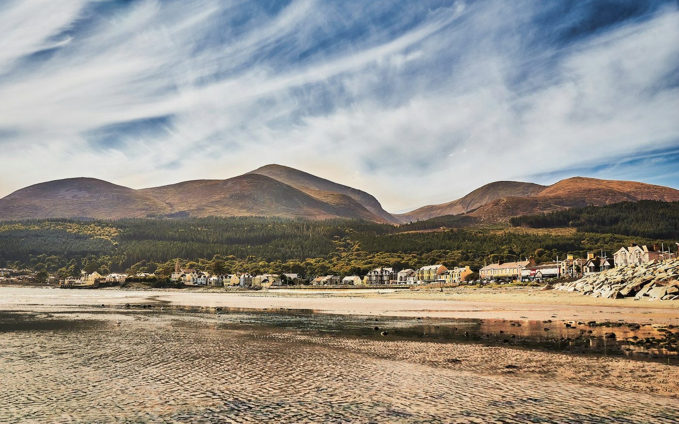 Mourne Mountains rising above Newcastle on the County Down coast